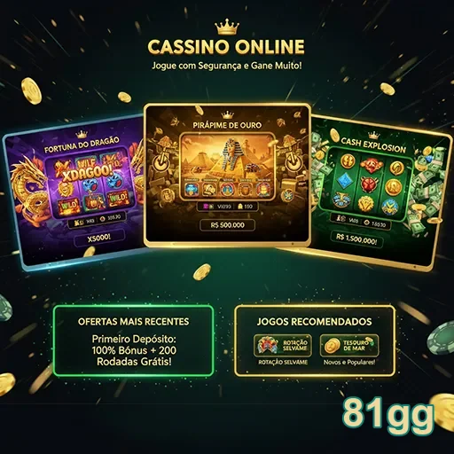 Imagem representativa de jogos de cassino online disponíveis no site 81gg.