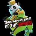 Promoção de bônus do 81gg com um panda animado, trazendo diversão e vantagens aos usuários.